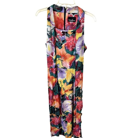 Womens Floral Sleeveless Midi Dress Positive Attitude Large Razor Back Floral - Picture 1 of 8